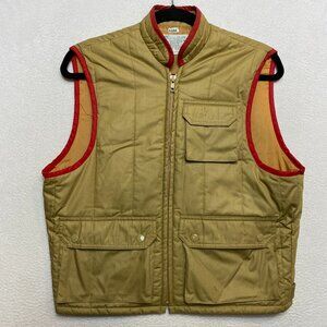 Vintage JC Penney Puffer Vest Women's M Tan Green Sleeveless Full Zip 70s 80s
